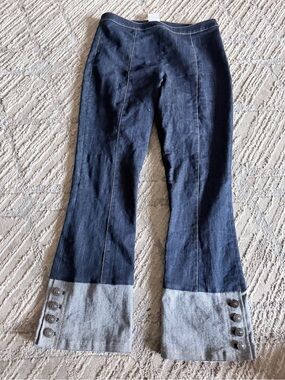 cinq à sept Dark Indigo Denim Jeans with Light Cuffs with buttons  size 4